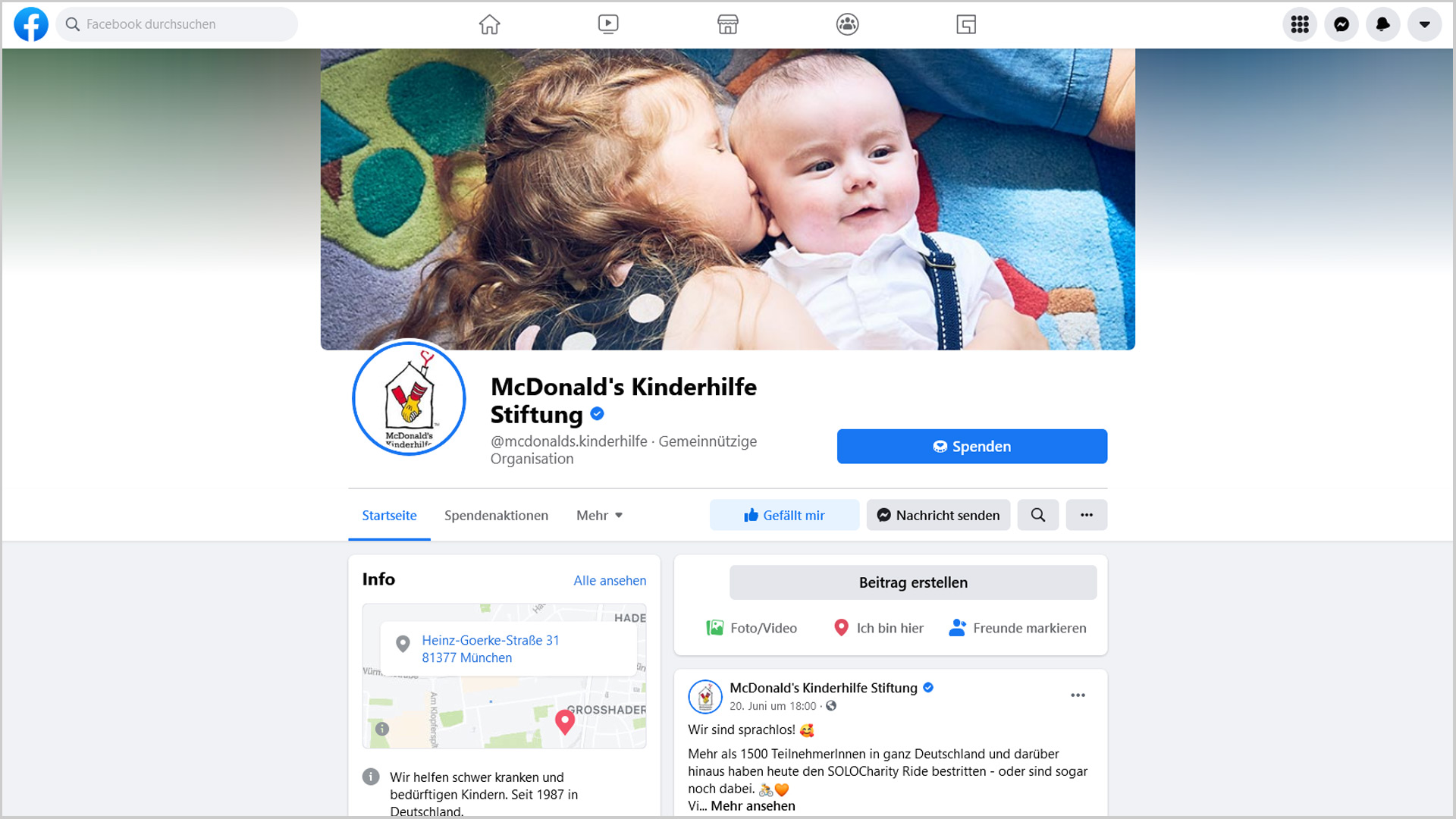 McDonald's Kinderhilfe Stiftung auf Facebook